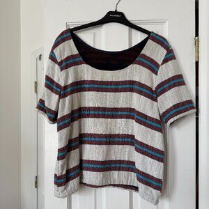 Striped Scoop Neck Woven Top